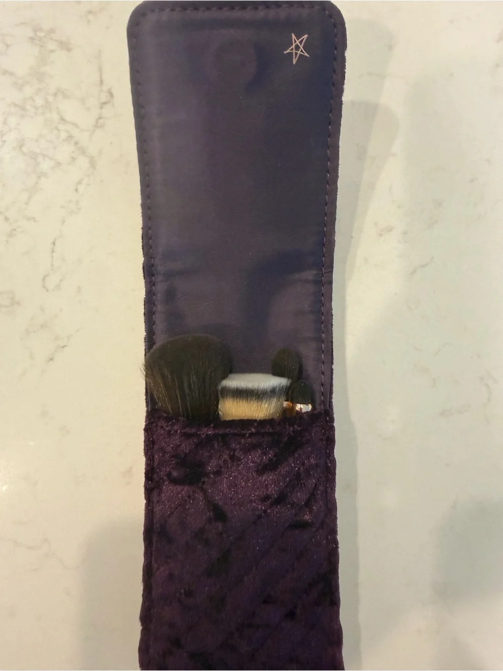 Charlotte Tilbury Quilted Velvet Brush Case - Plum